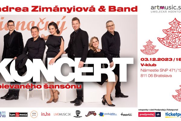 V-klub: Andrea Zimányiová & Band – Vianočný koncert spievaného šansónu, 3. 12. 2023
