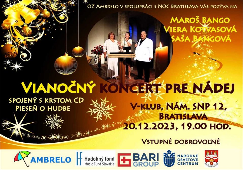 V-klub: Vianočný koncert pre nádej, 20. 12. 2023